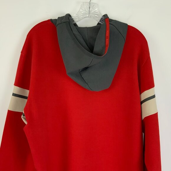 New Hugo Boss Red Hoodie With Gray Hood "BOSS" Logo Sz XL - Picture 7 of 16